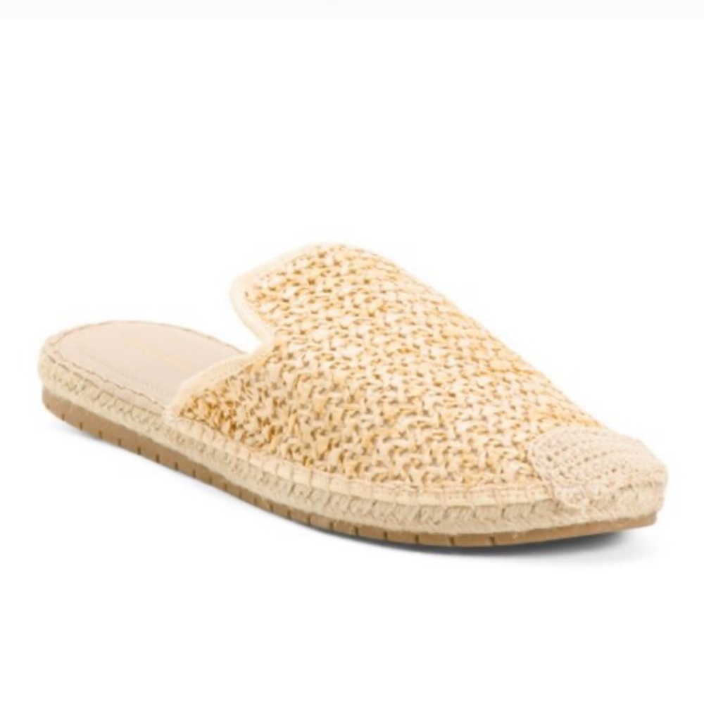 MADDEN GIRL Natural Coral Raffia Slides slip on sandals‎ size 8.5 espadrilles